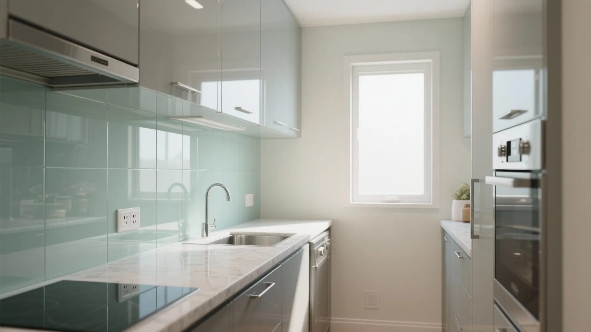 Glass Backsplash for Light and Depth