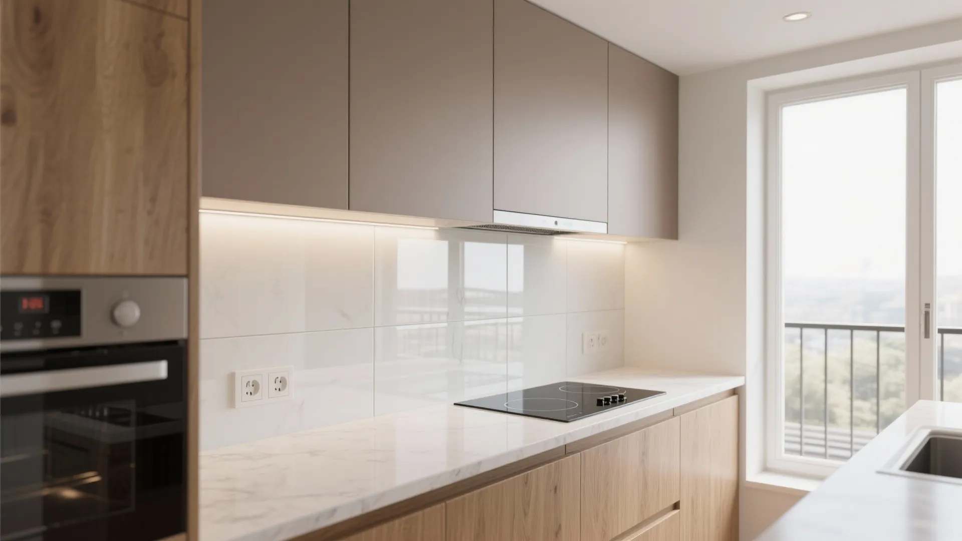 Glass Backsplash for Airy Depth