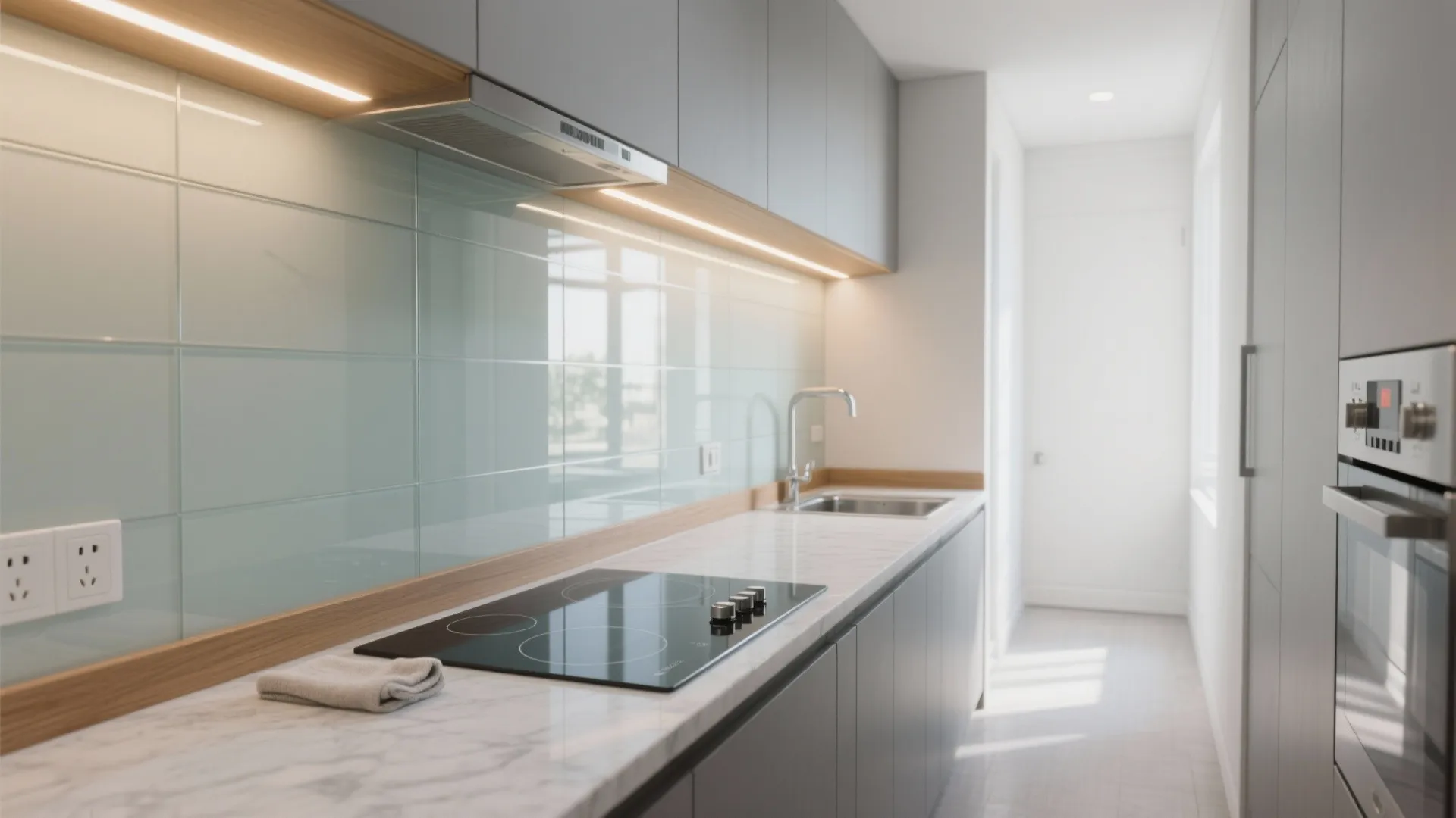 Transparent touches: glass backsplash clarity