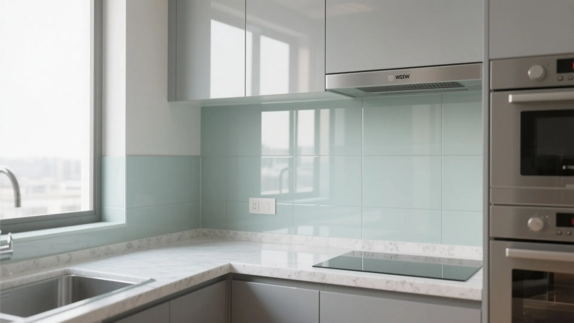 Glass Backsplash for Light and Depth