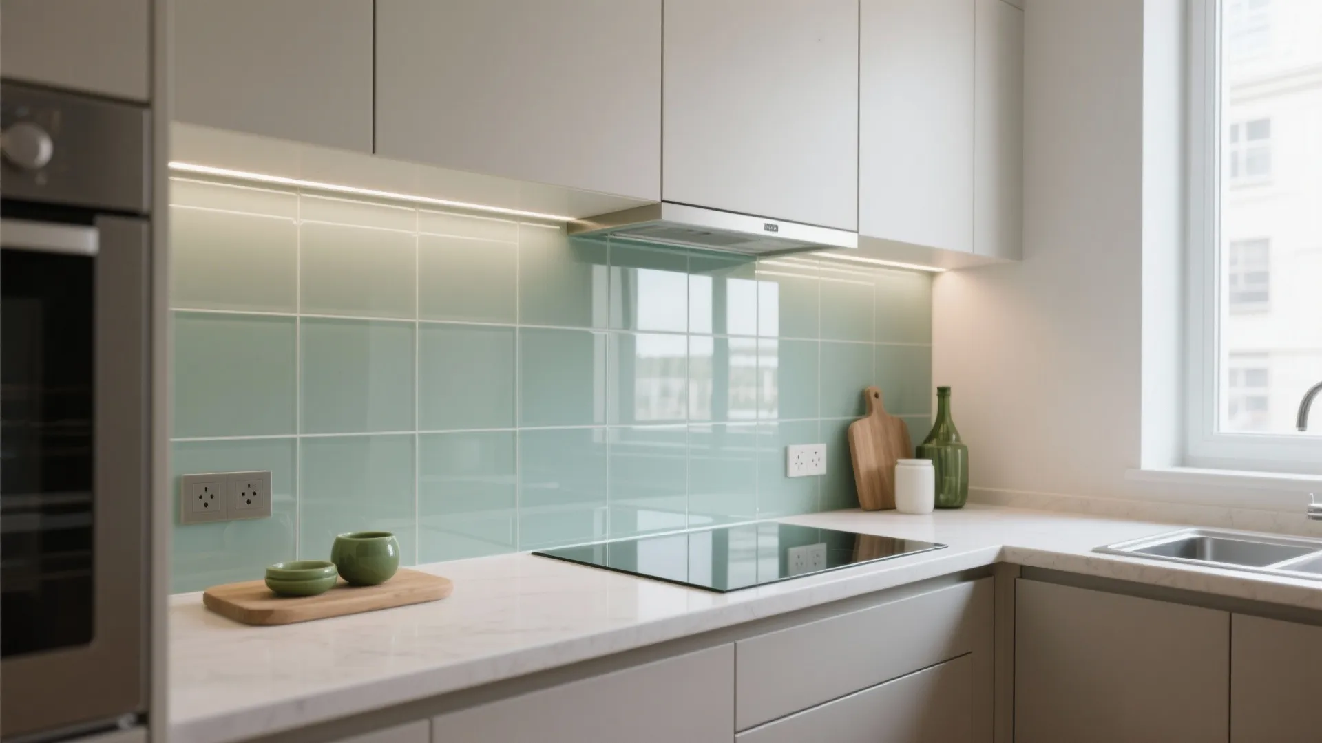 Glass Backsplash for a Brighter Kitchen
