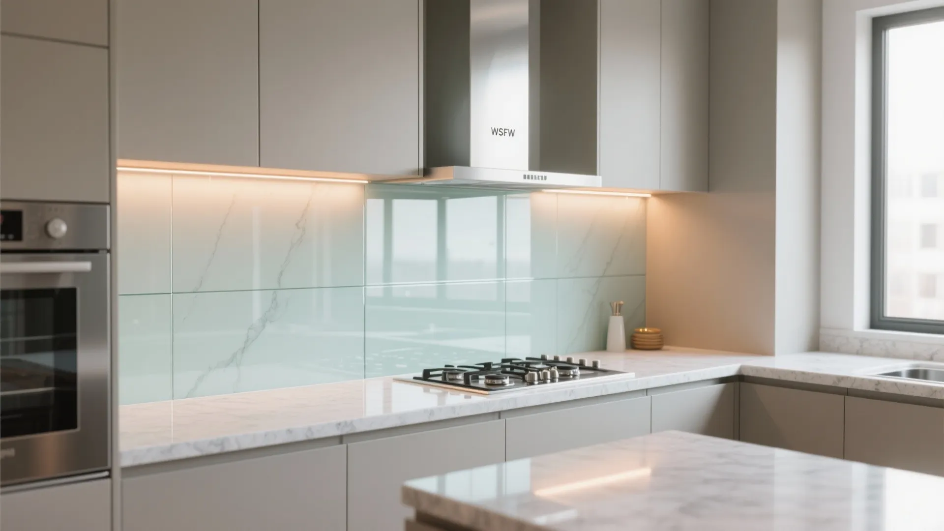 Glass Backsplash for Light and Easy Cleaning