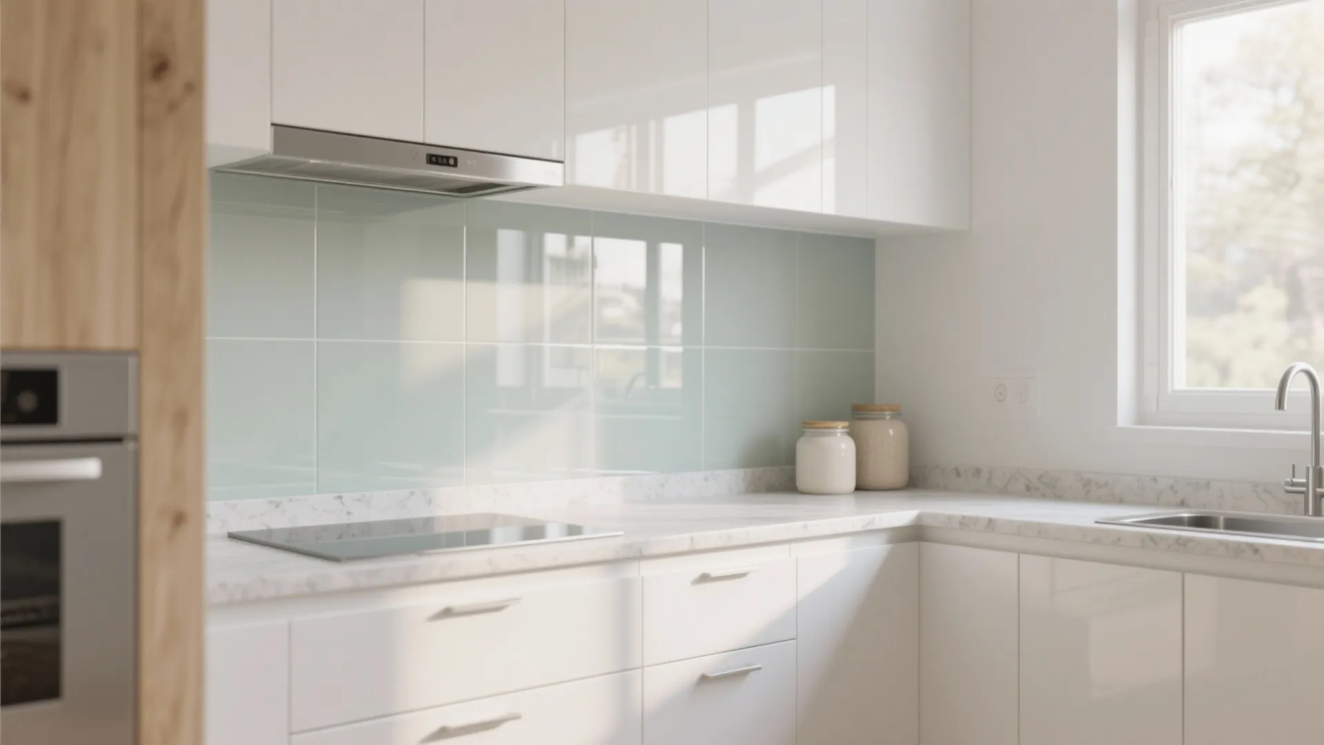 Glass Backsplash for Light and Depth