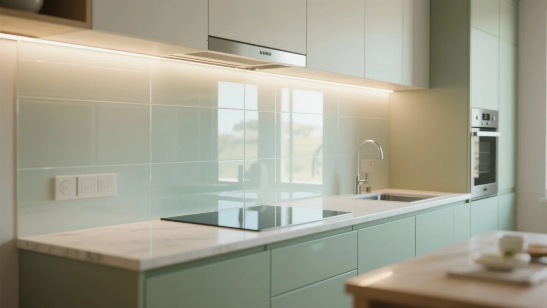 Glass Backsplash for Light and Depth