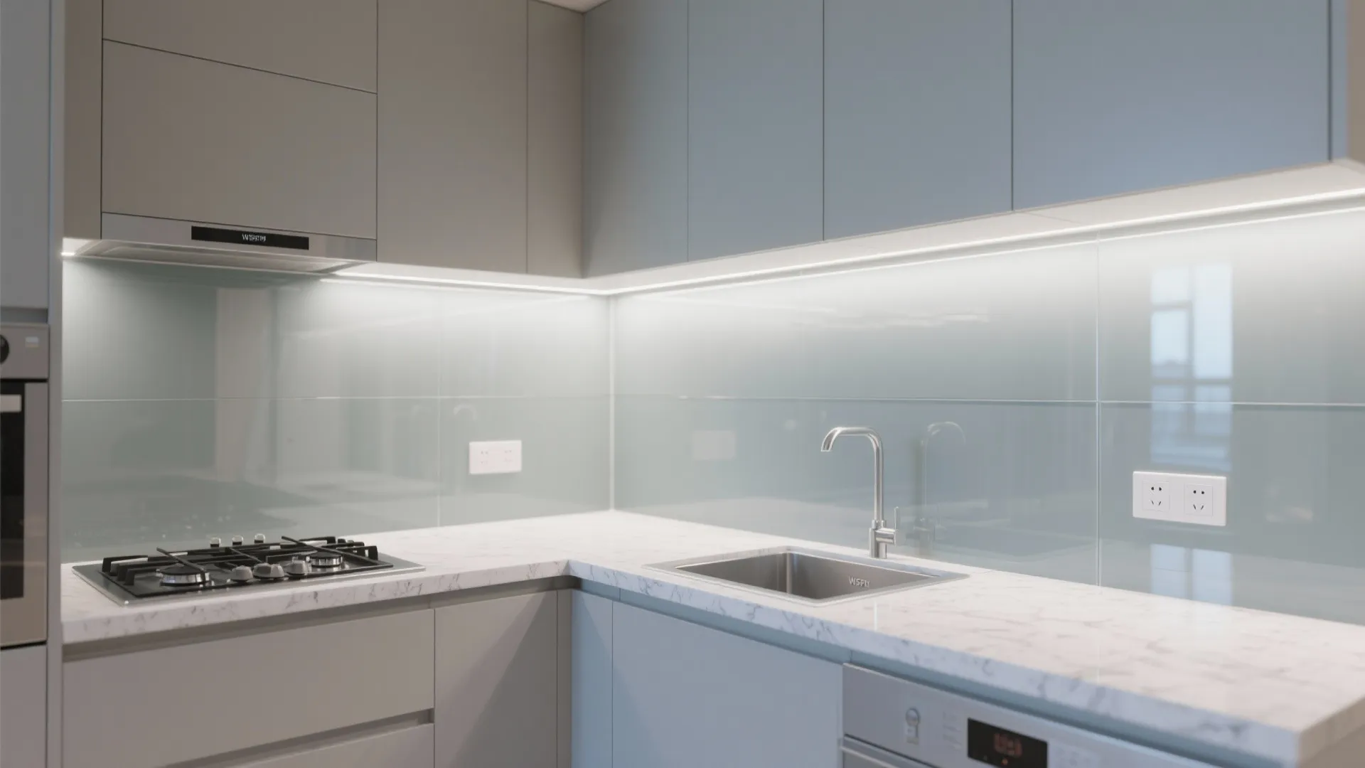 Glass Backsplash for Light and Depth