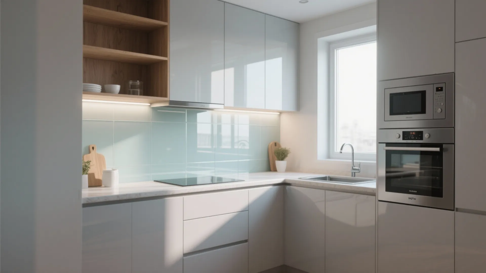 Glass Backsplash for Light and Depth