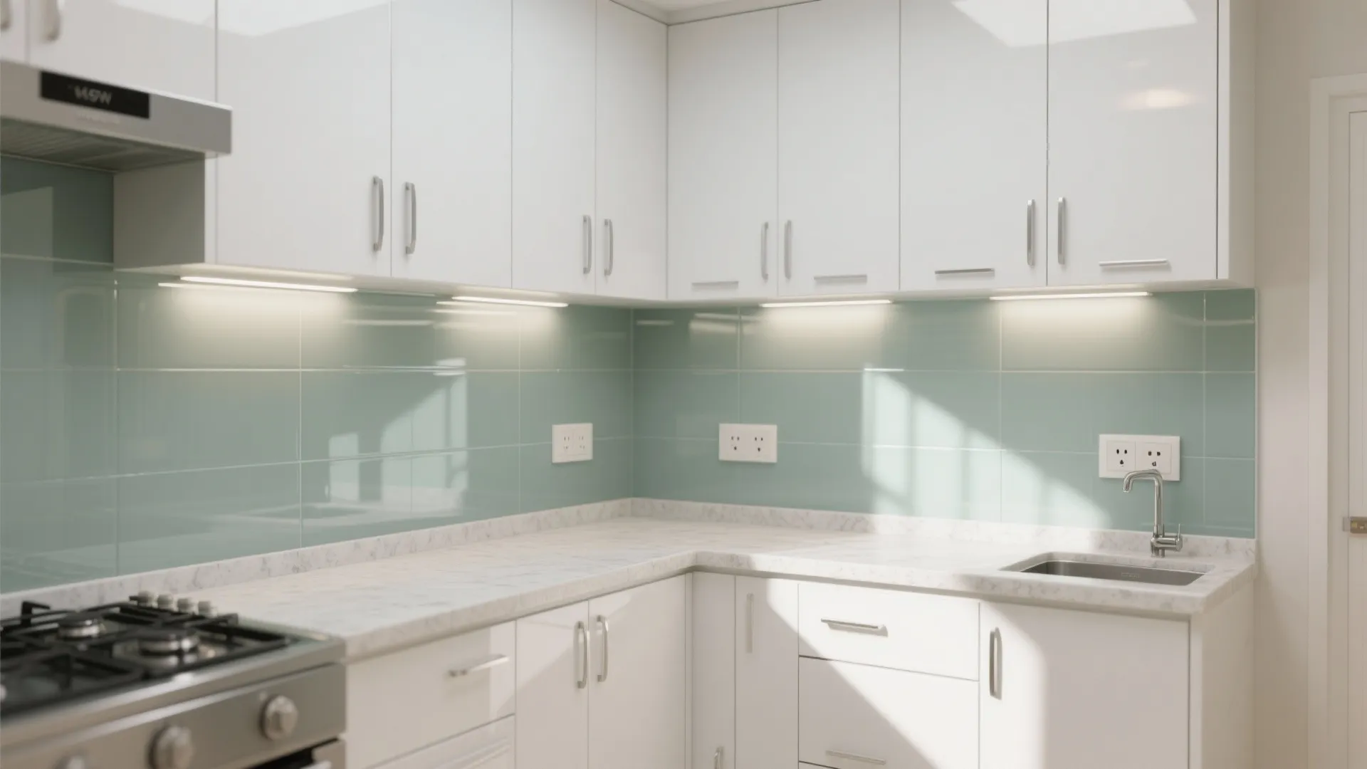 Glass Backsplash for a Brighter, Airier Feel