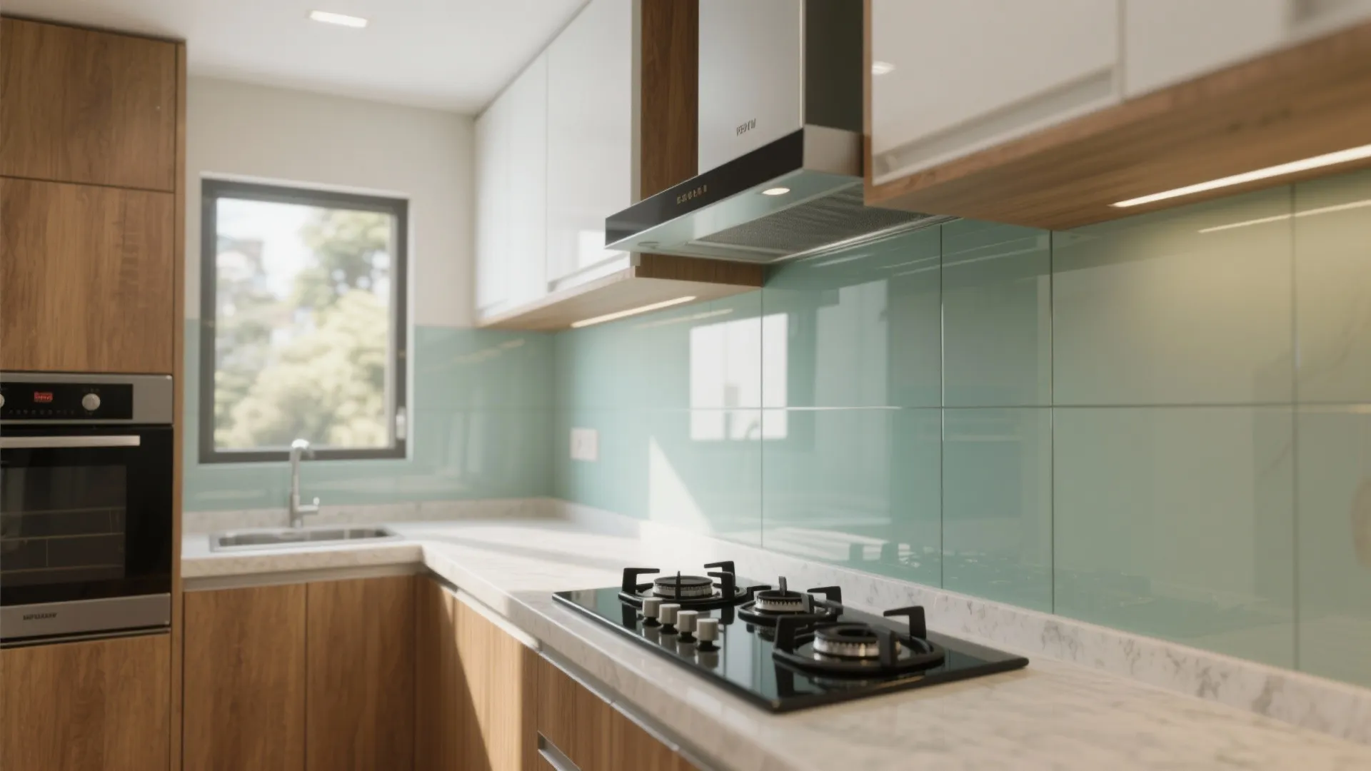 Glass Backsplash for Light and Easy Cleaning