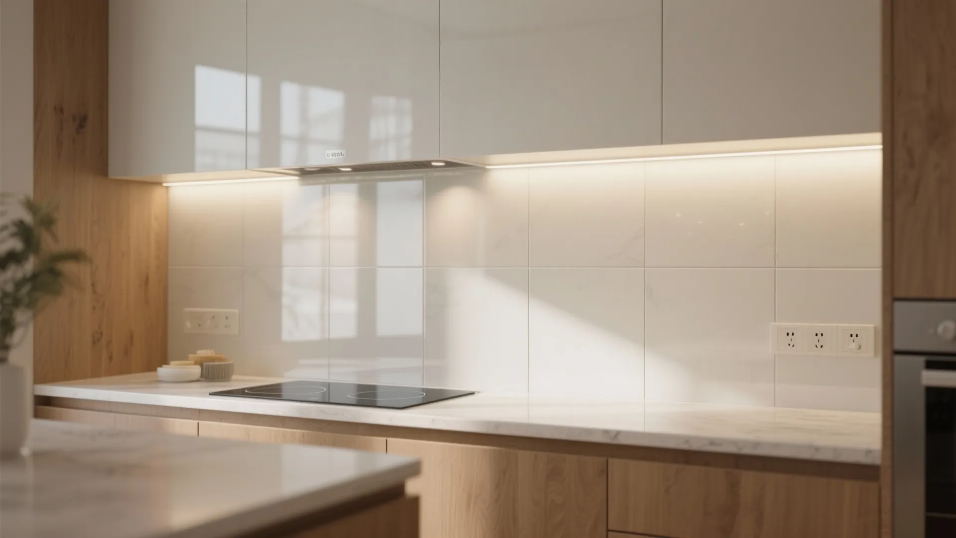 Glass Backsplash for Light and Depth