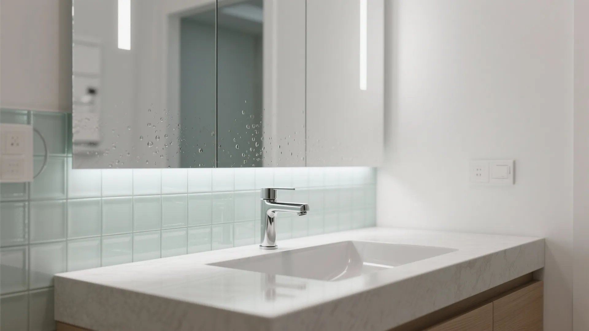 Glass Backsplash for Light and Splash Control