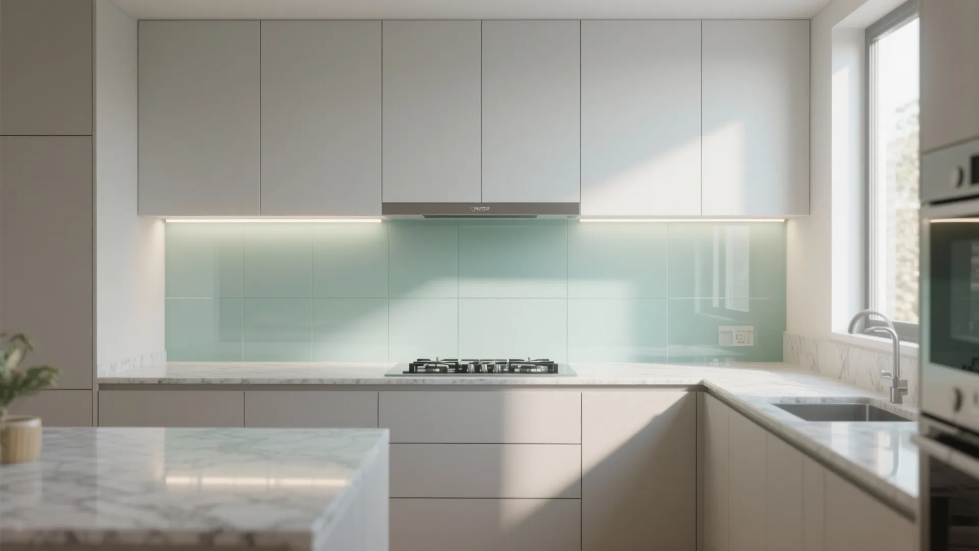 Glass Backsplash for a Brighter, Airier Look