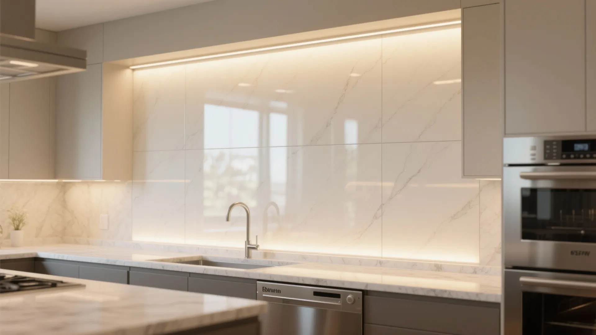 Glass Backsplash for Light and Depth