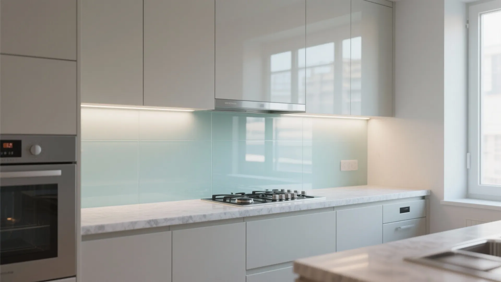 Glass Backsplash for Light and Depth