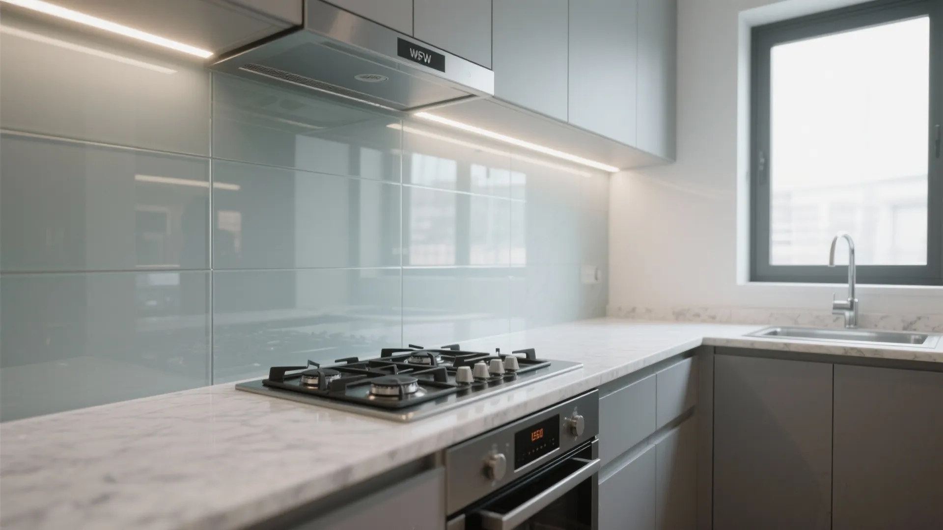 Glass Backsplash for Bright, Easy-Clean Walls