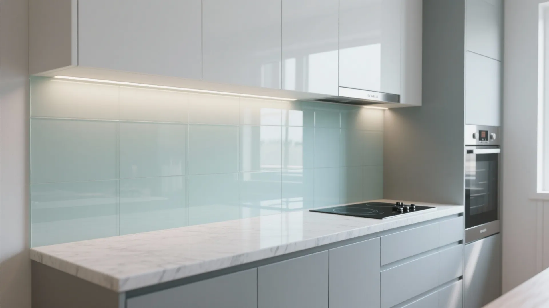 Glass Backsplash for Light and Depth