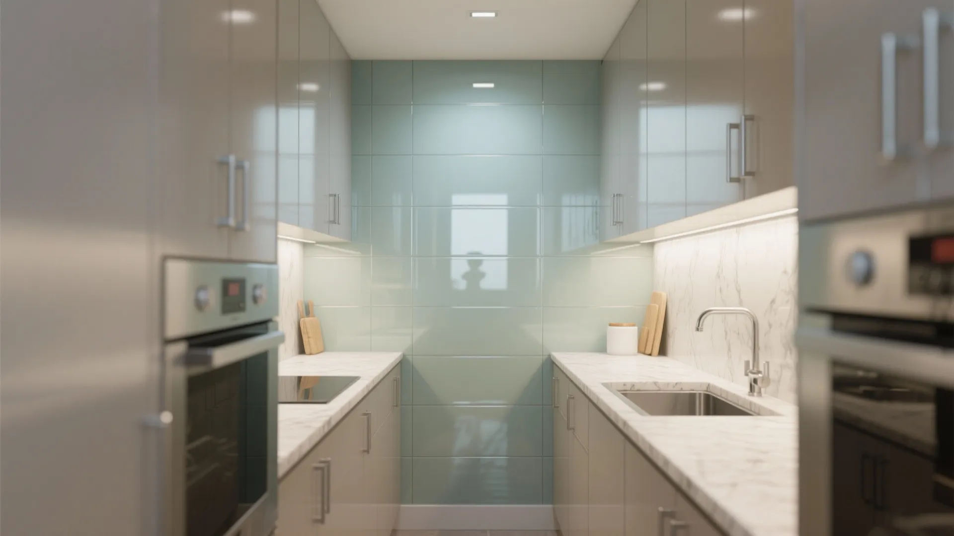 Glass Backsplash for Visual Lightness