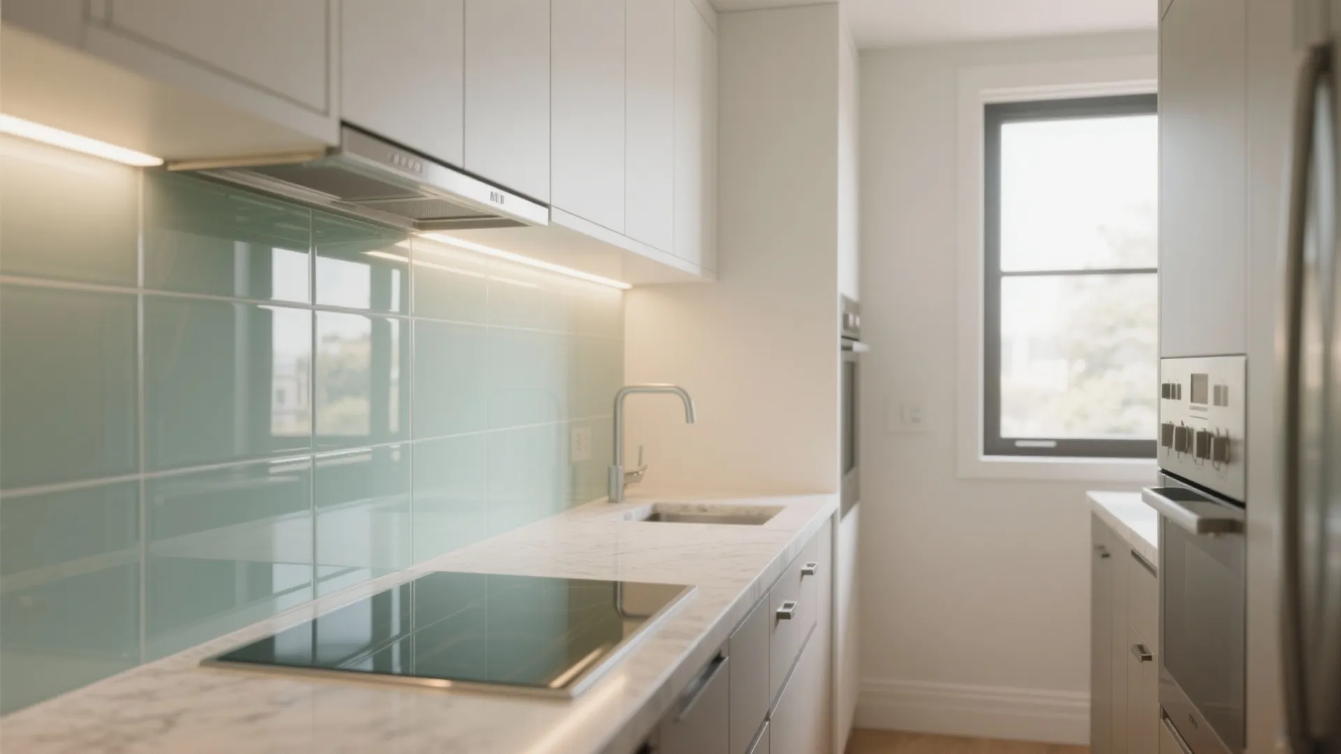 Glass Backsplash for Light and Depth