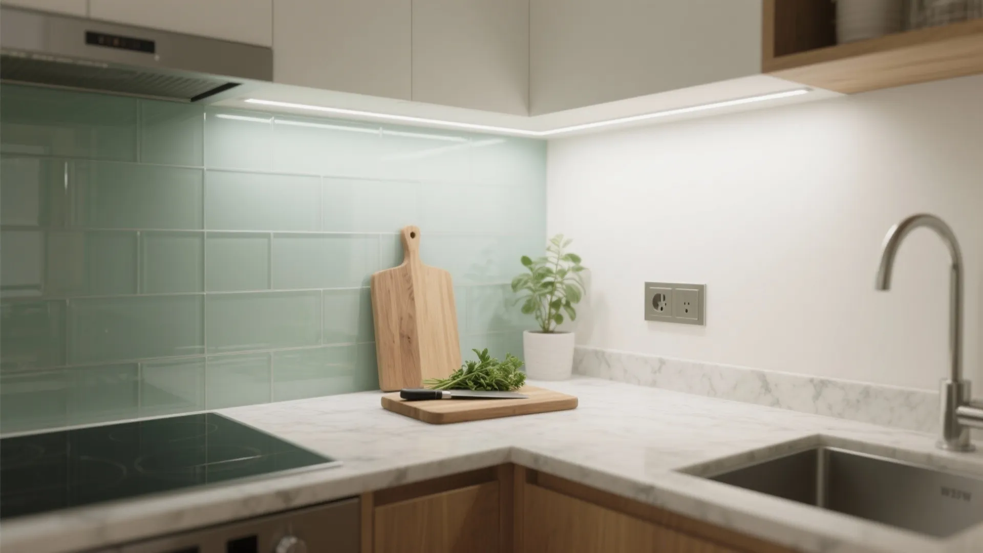 Glass Backsplash for Light and Depth