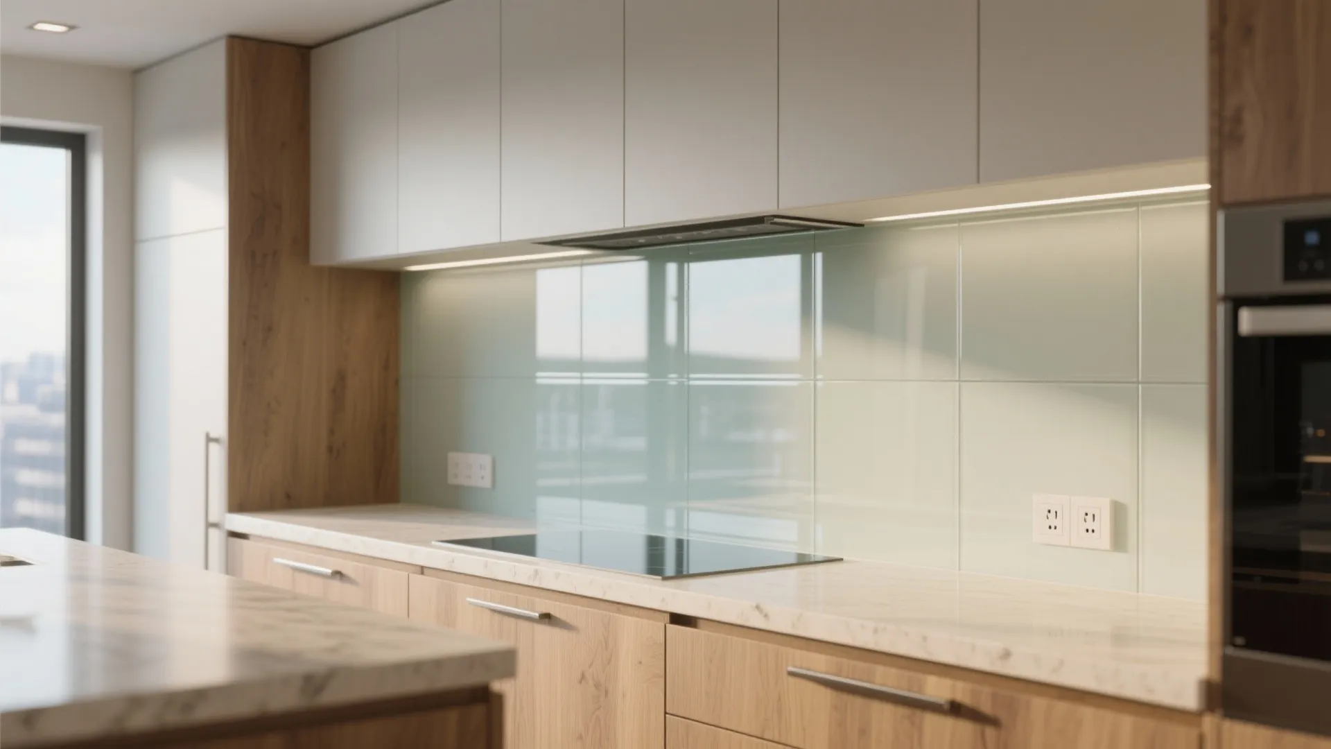 Glass Backsplash for Airy Light and Easy Clean