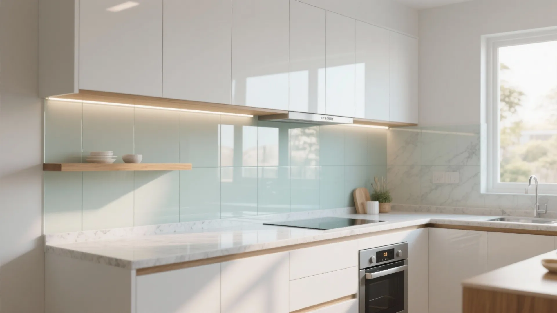 Glass Backsplash for Light and Depth