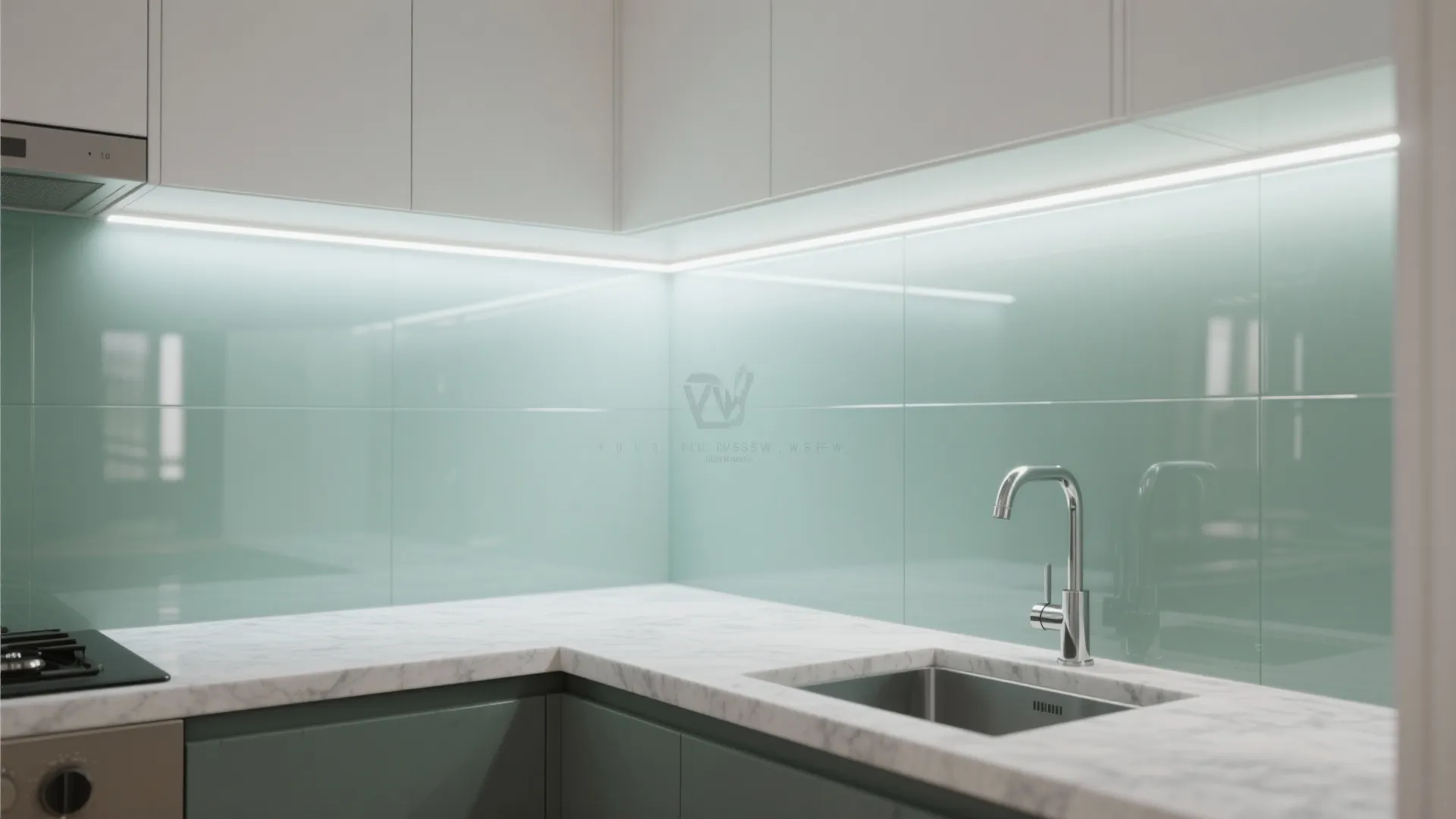 Glass Backsplash for Light and Depth