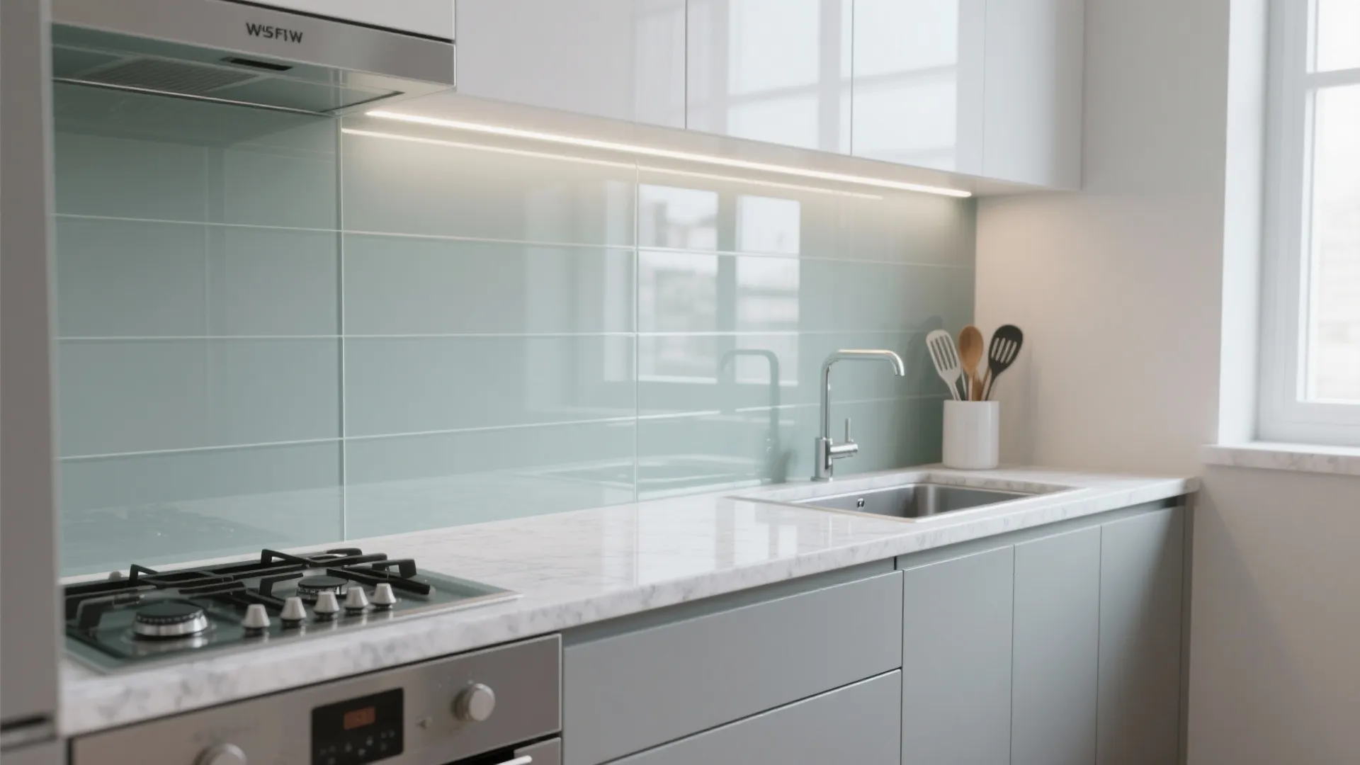 Glass Backsplash for Light and Depth