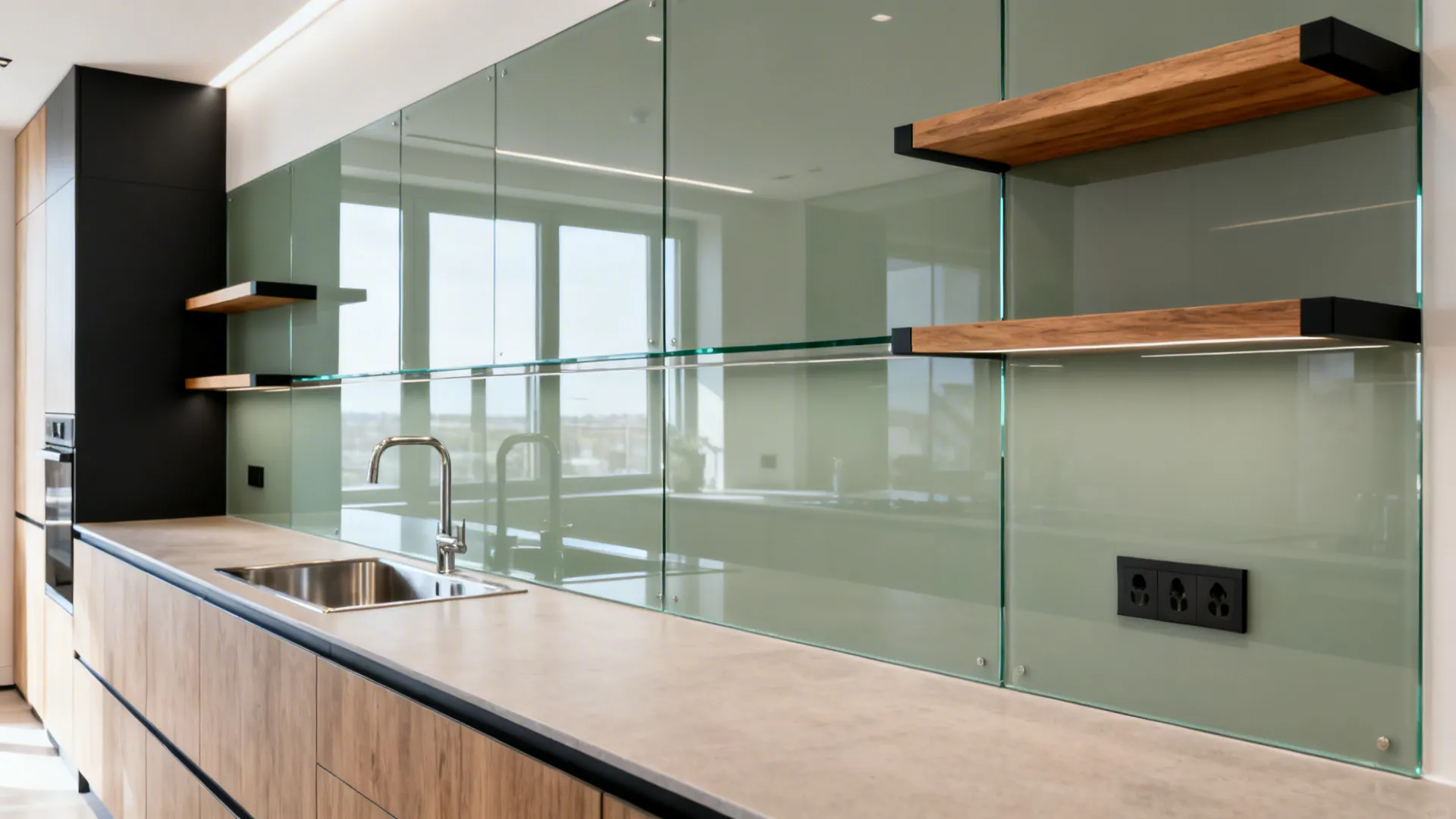 Back-Painted Glass Backsplash for Depth