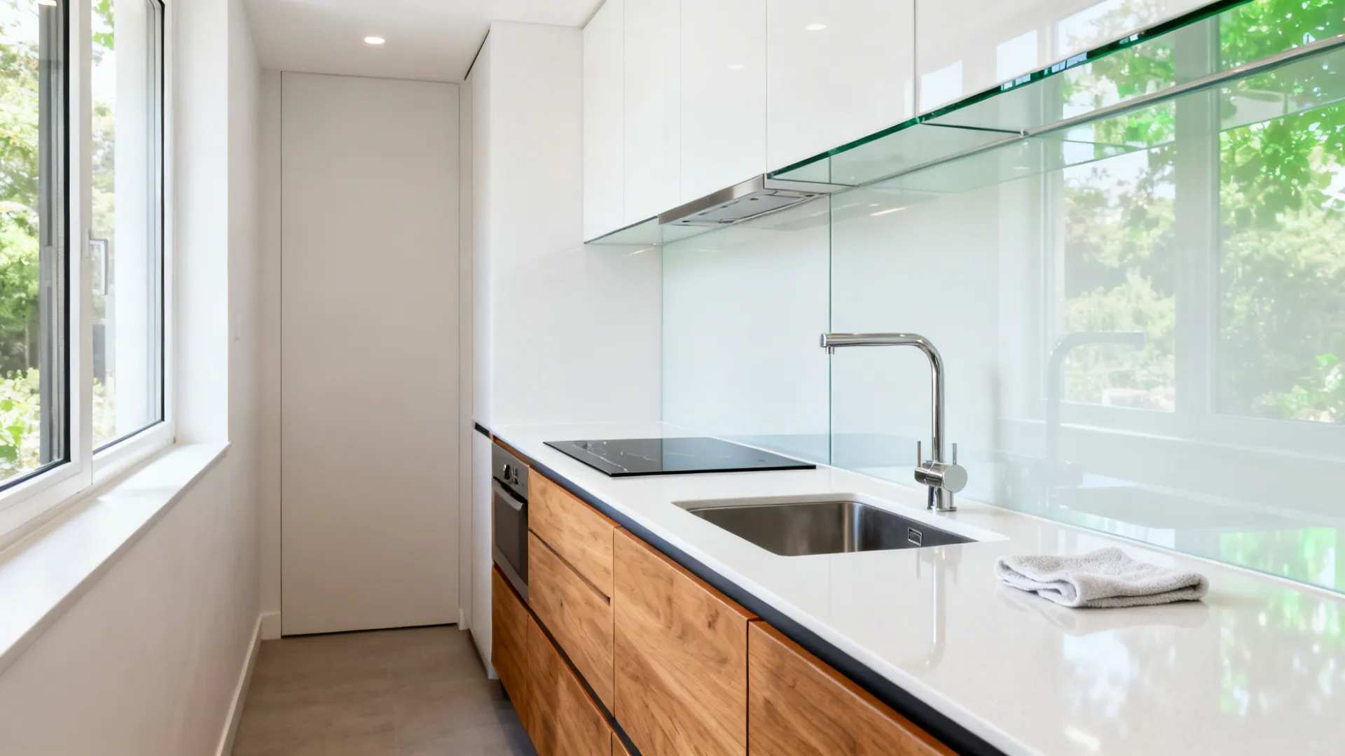 Glass Backsplash for Depth and Light