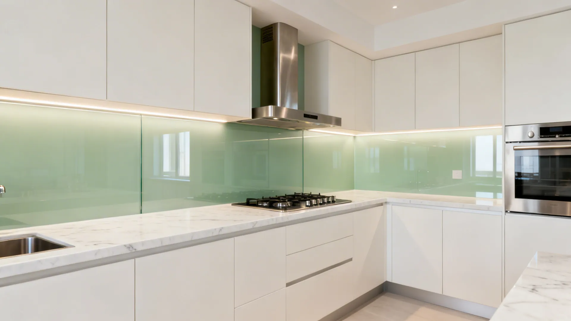 Shimmer and air: the glass backsplash effect