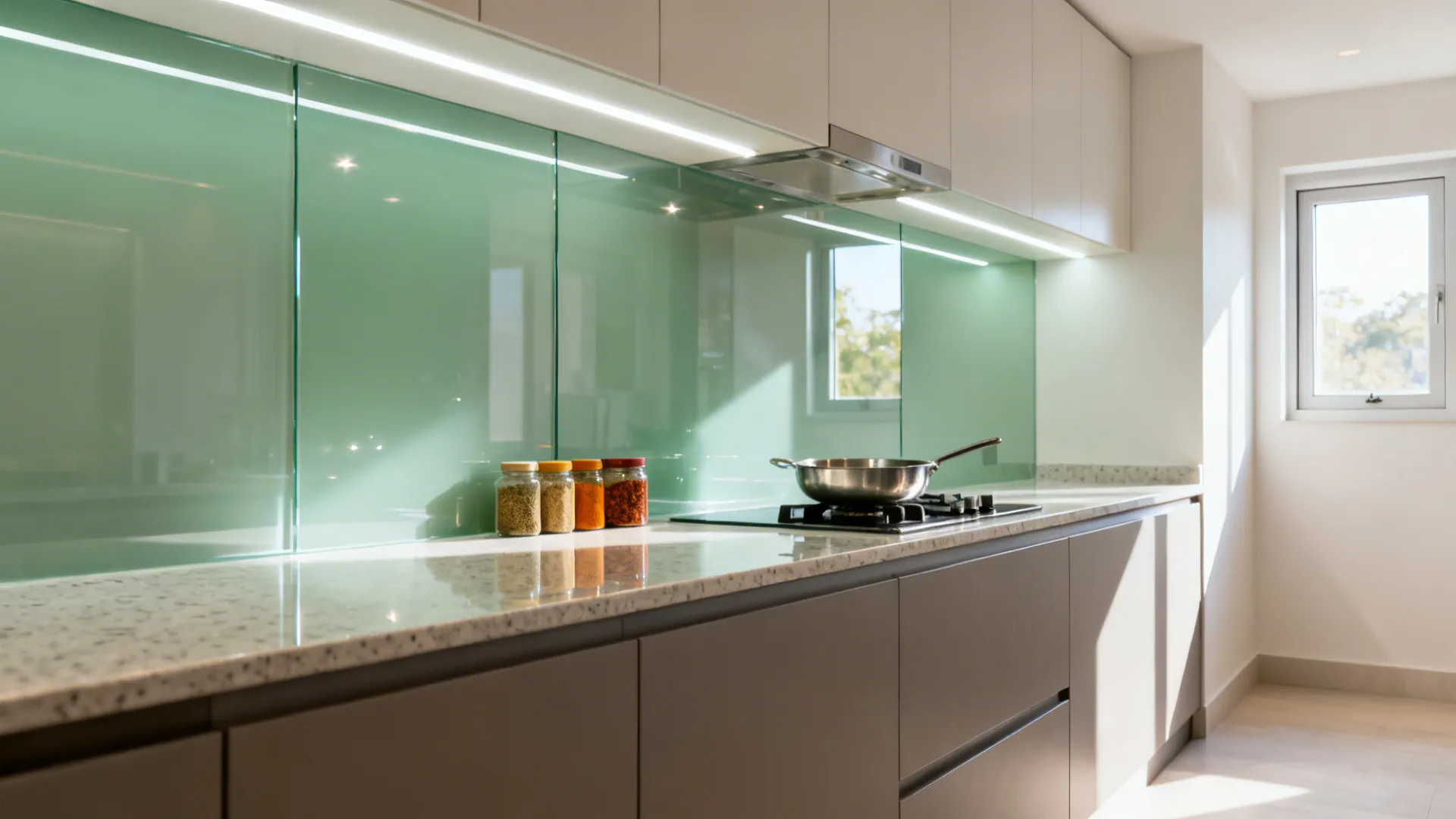 Glass Backsplash for Light and Easy Cleaning