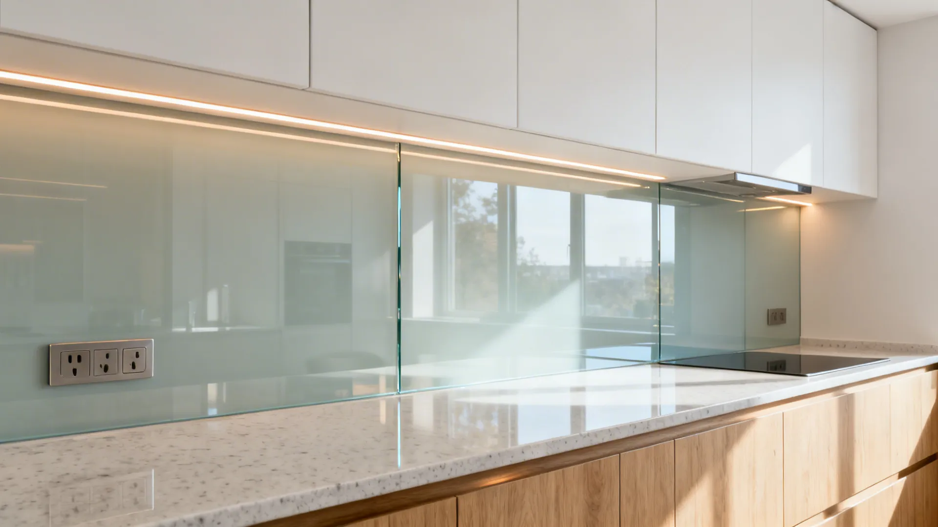 Glass Backsplash for Light and Depth