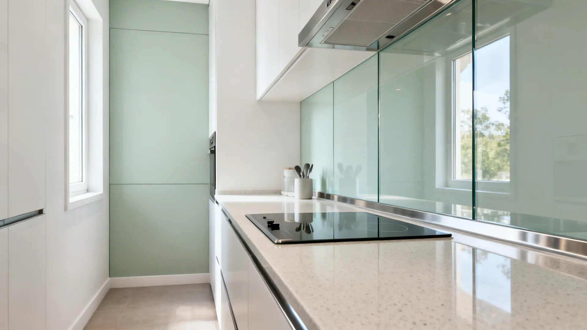 Glass backsplashes for light and depth