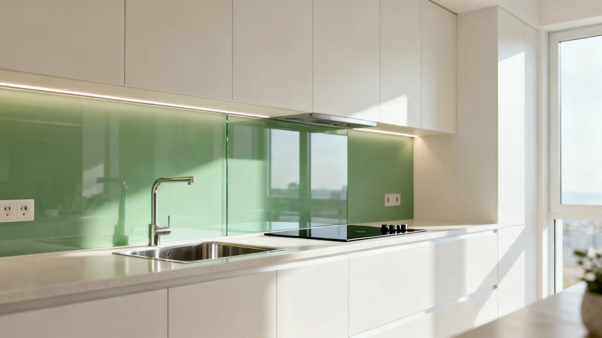 Glass Backsplash For Light And Depth