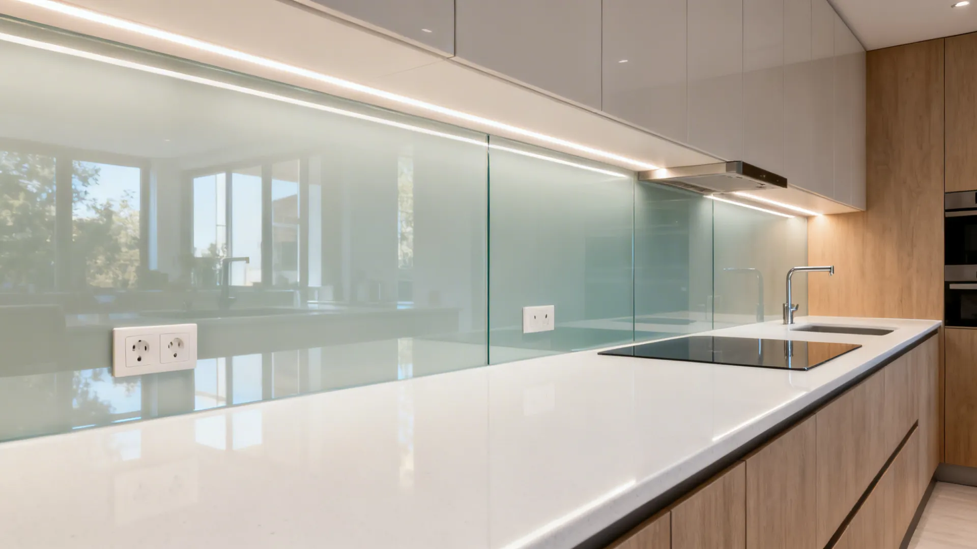 Glass Backsplash for Light and Depth