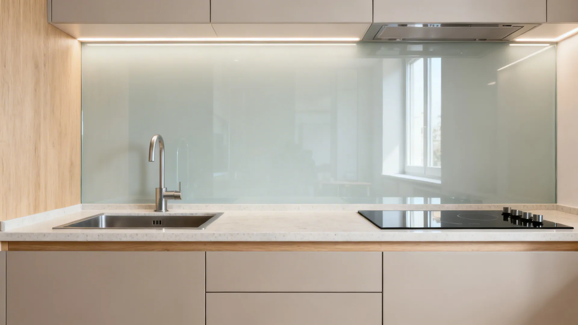 Glass Backsplash for Light and Depth