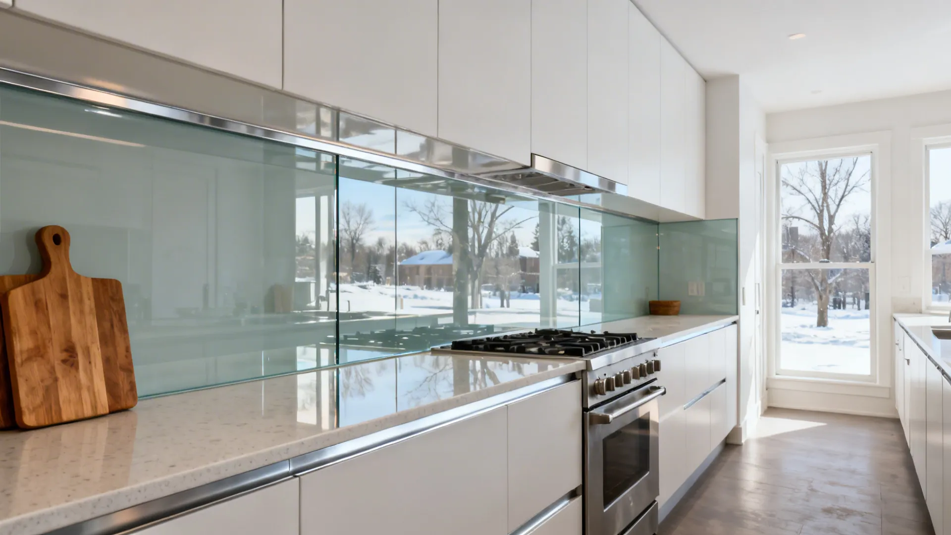 Glass Backsplash for Light and Depth