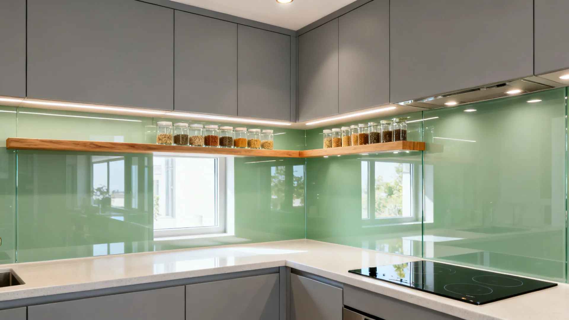 Idea 2: Glass Backsplash for Light and Depth