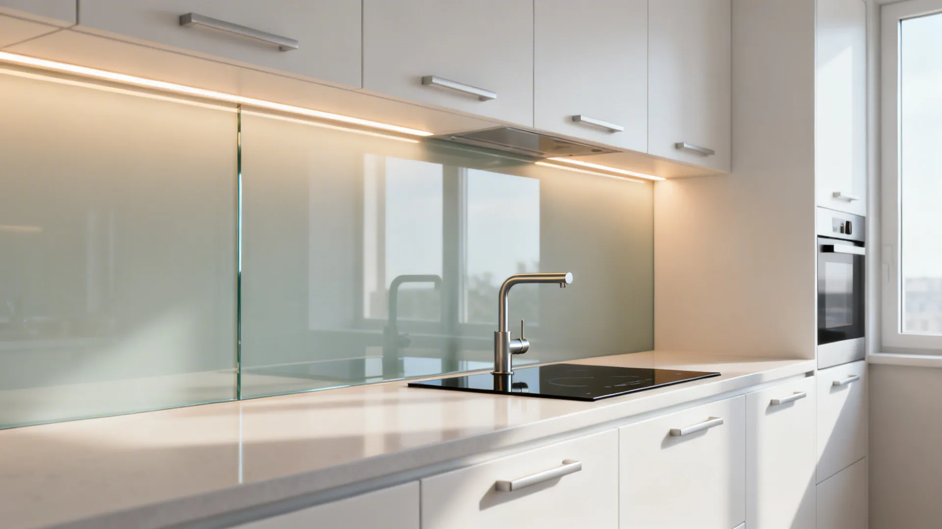 Glass Backsplash for Light and Easy Cleaning