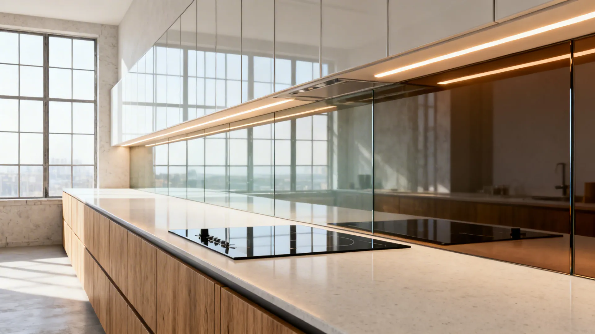 Glass Backsplash for Light and Depth