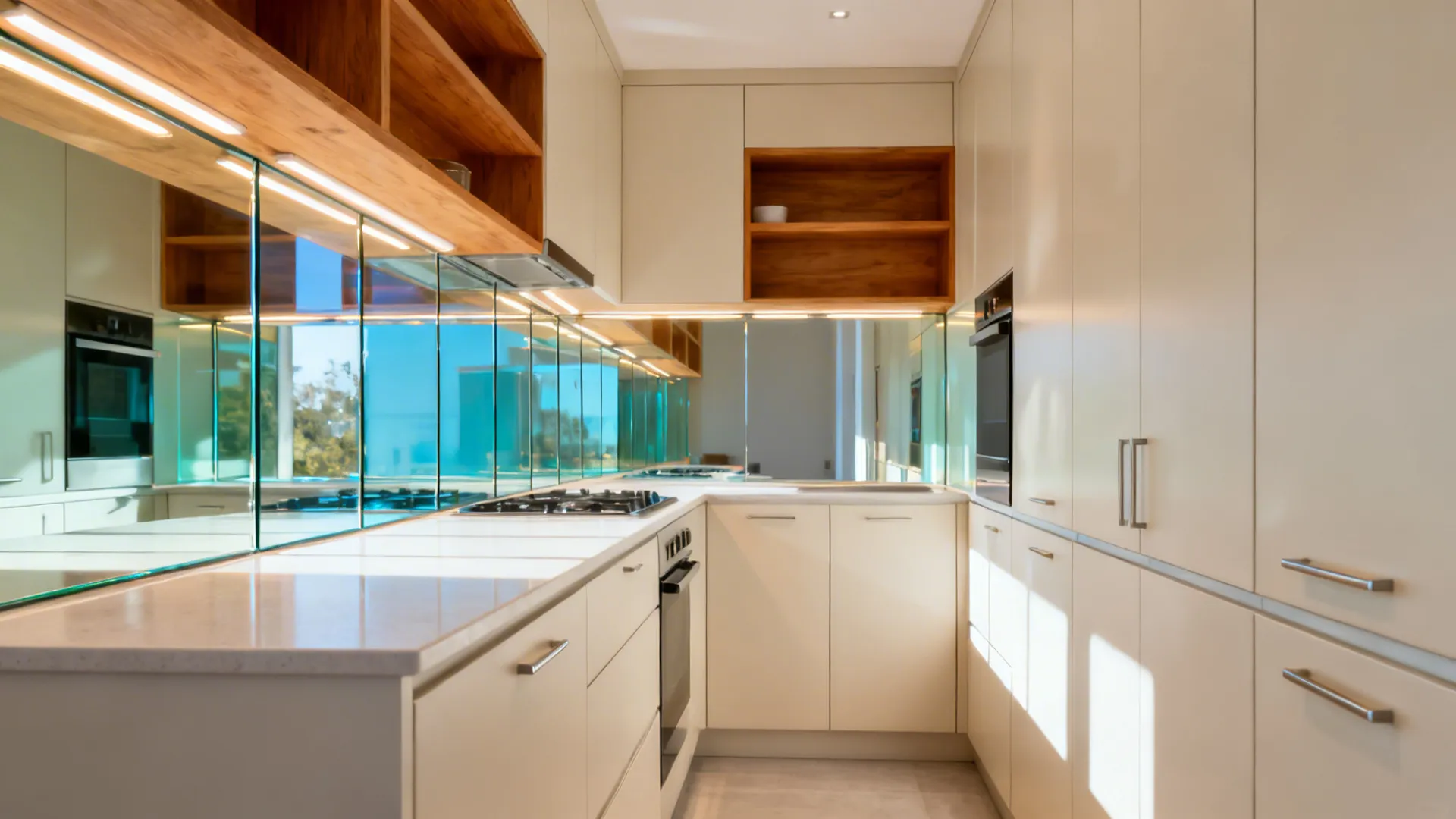 Glass Backsplash for Light and Depth