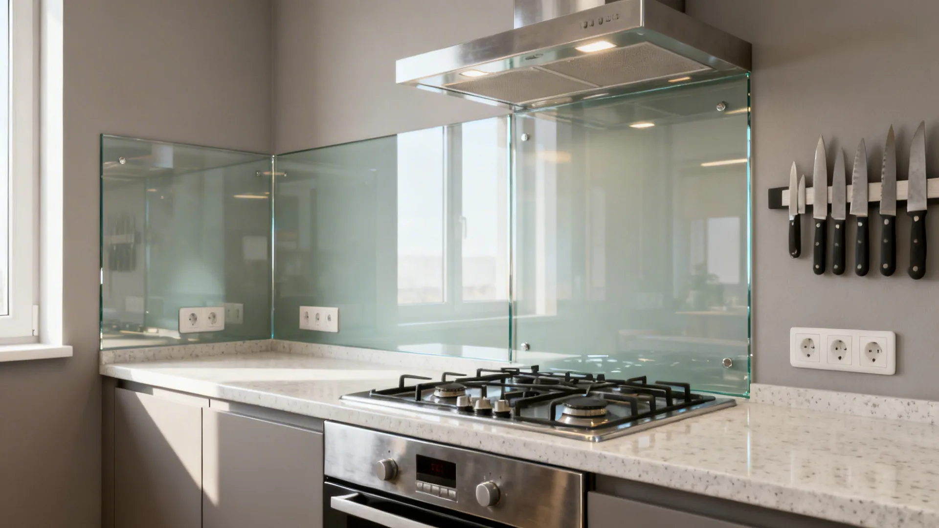 Glass Backsplash for Light and Depth