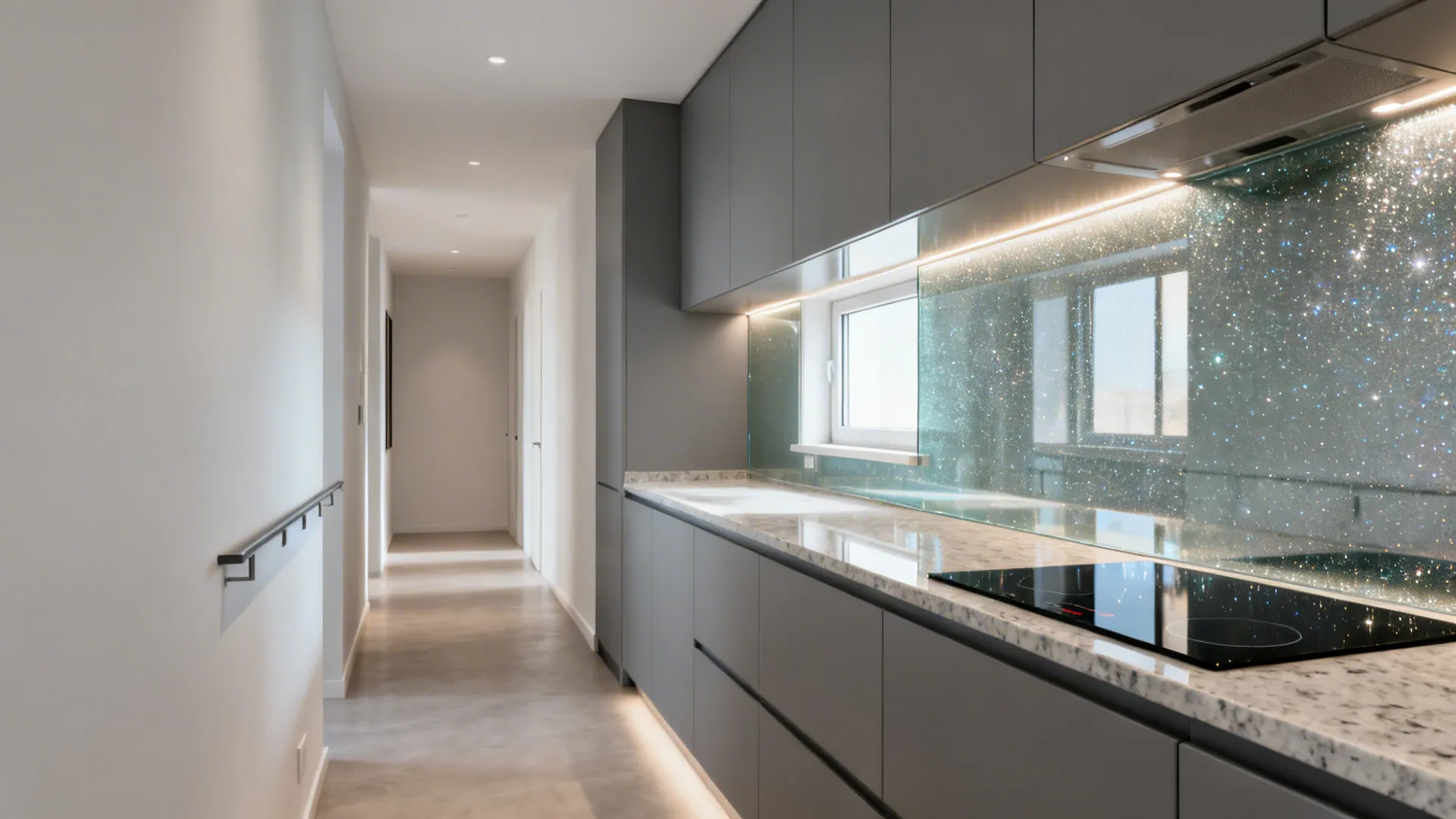 Glass Backsplash for Brightness and Easy Cleaning