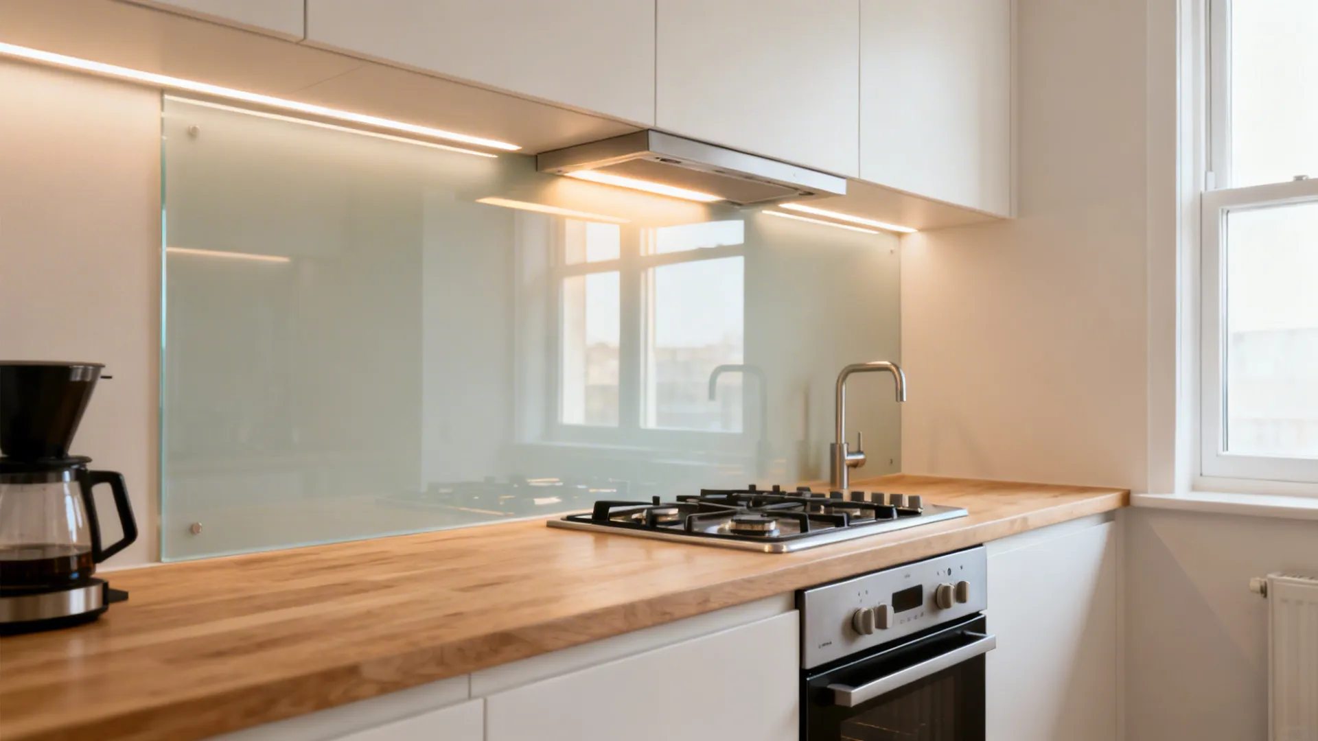 Glass Backsplash for Light and Depth