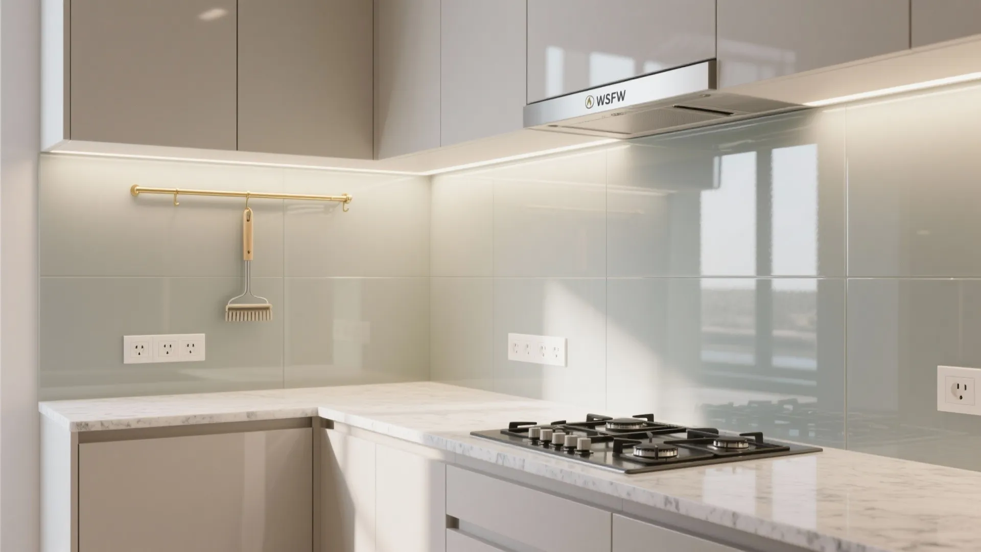 Glass backsplash for a brighter, easier-to-clean cook zone