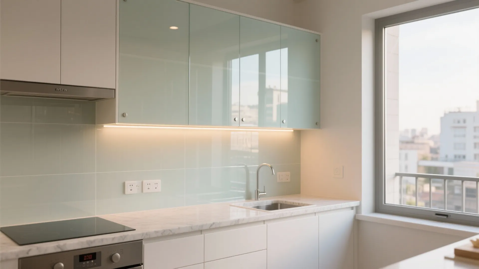 Glass Backsplash for Light and Depth