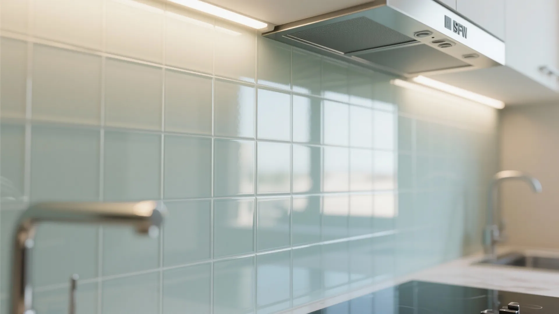 Glass Backsplash for an Airy Feel