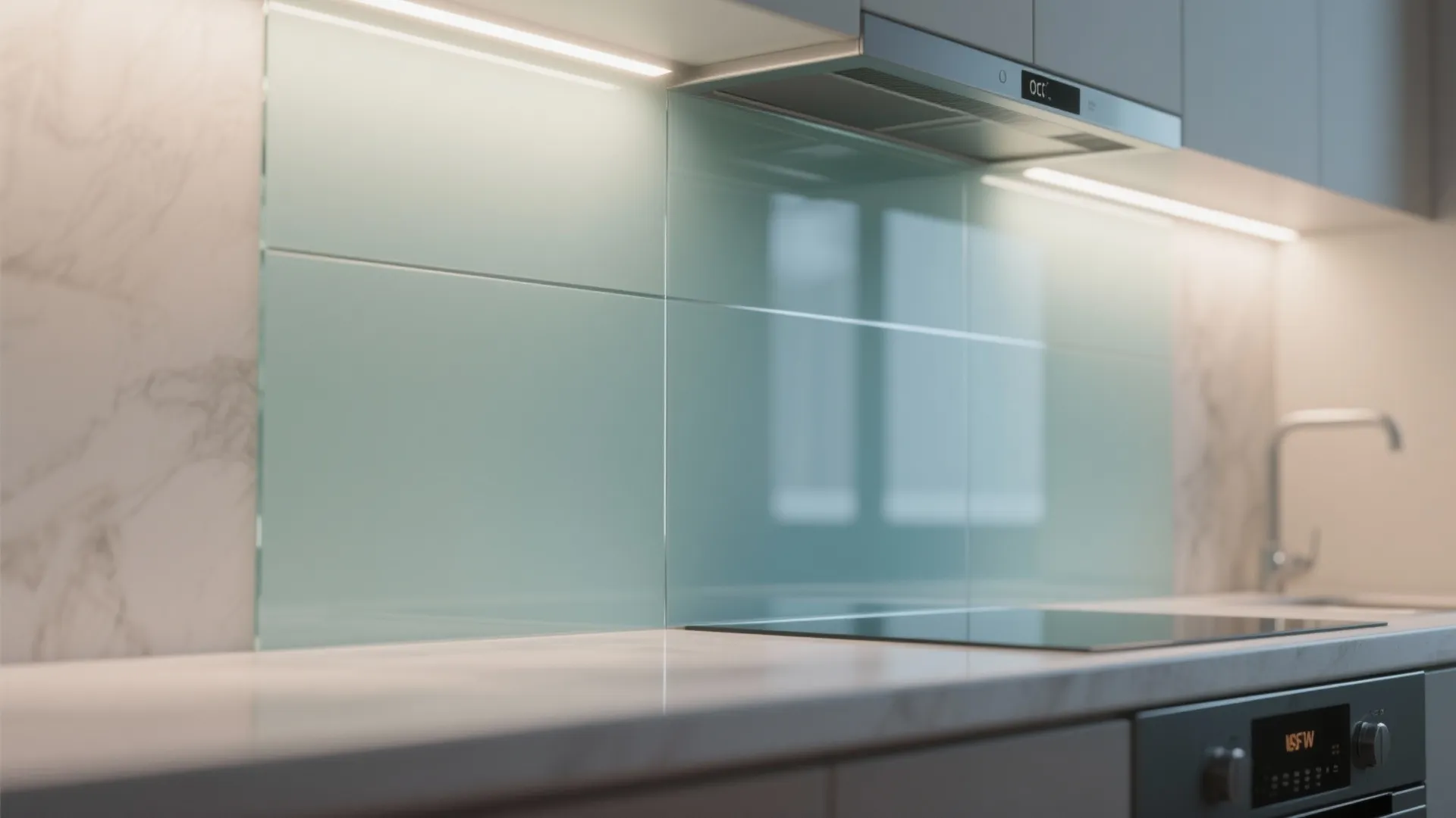 Glass Backsplash for an Airy Feel