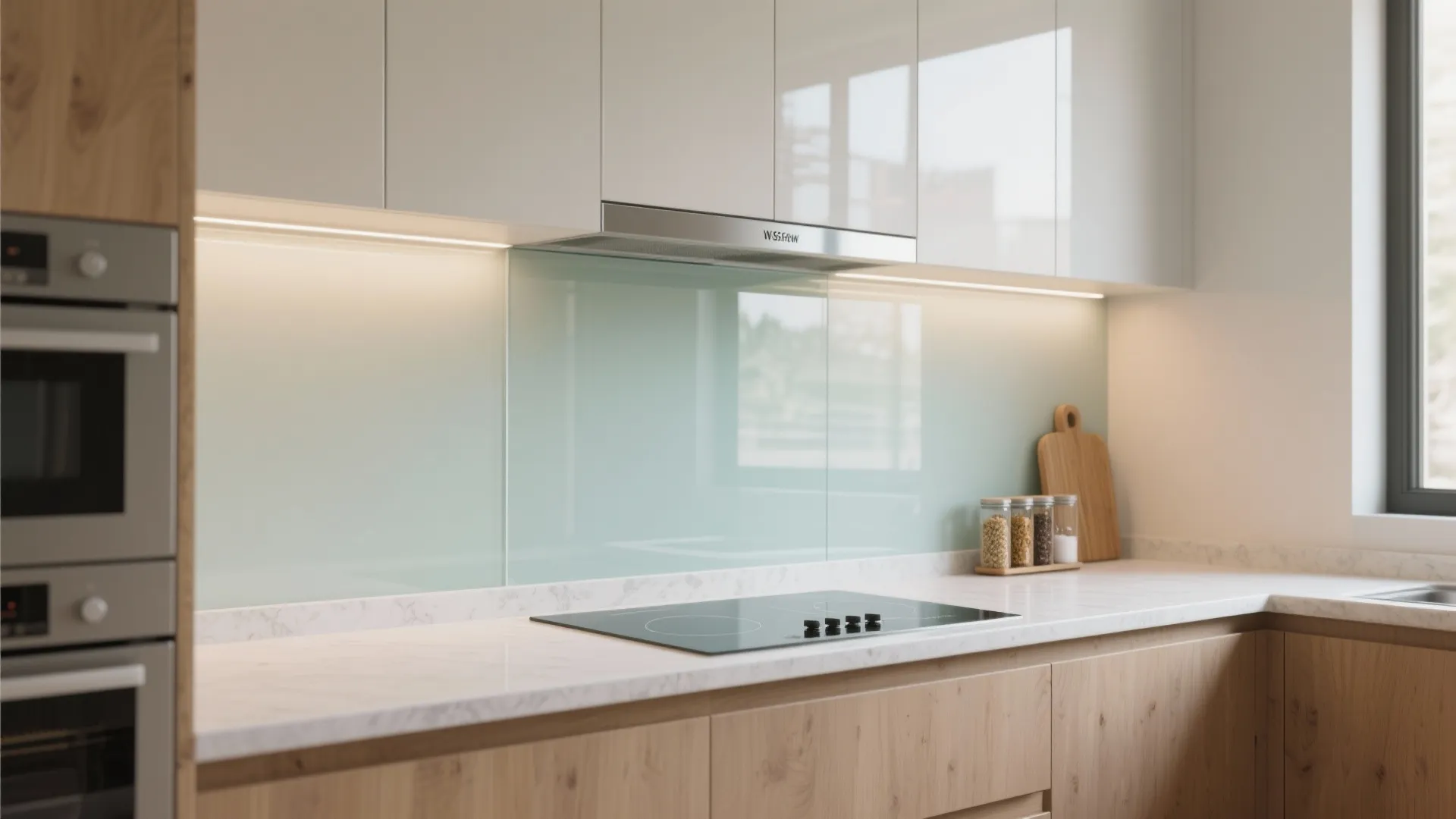 Glass Backsplash for Light and Cleanability