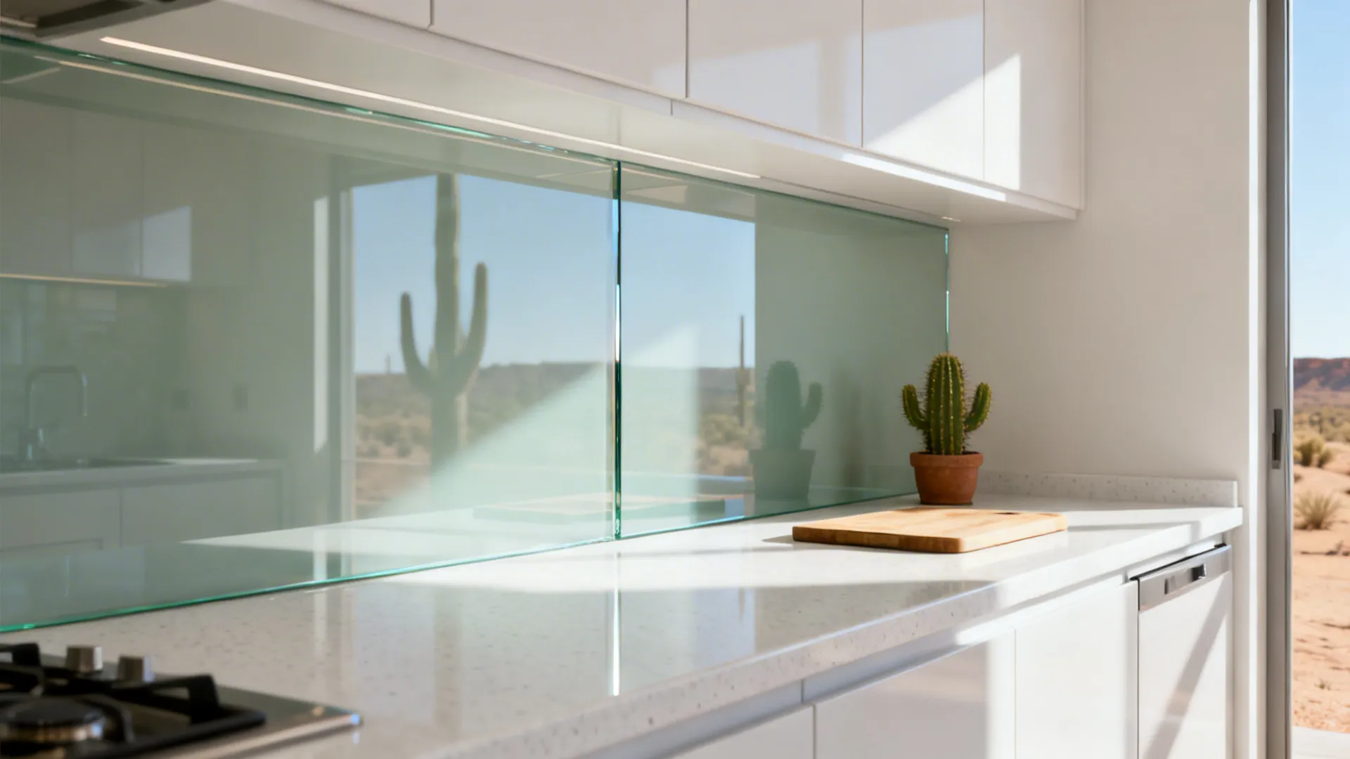 Glass Backsplashes for Desert Light
