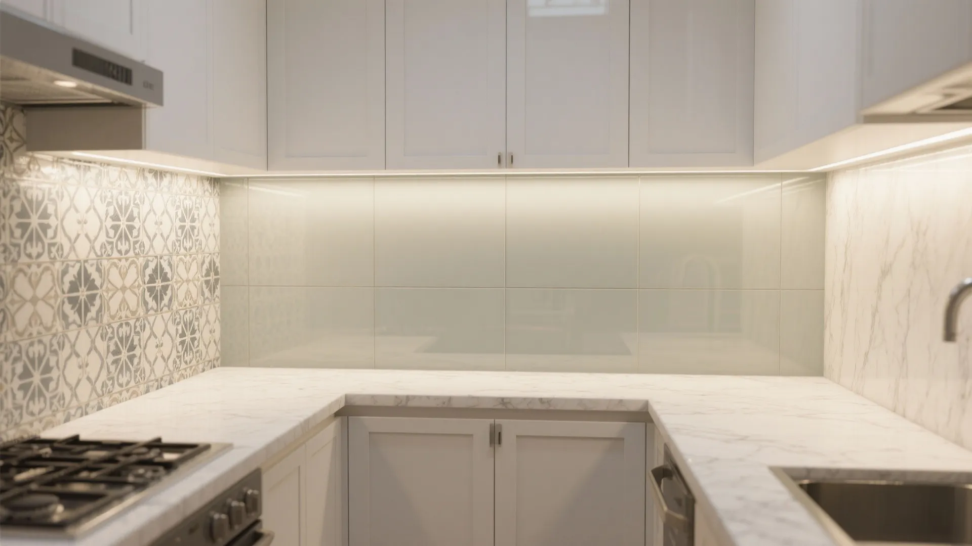 The lightness of a glass backsplash